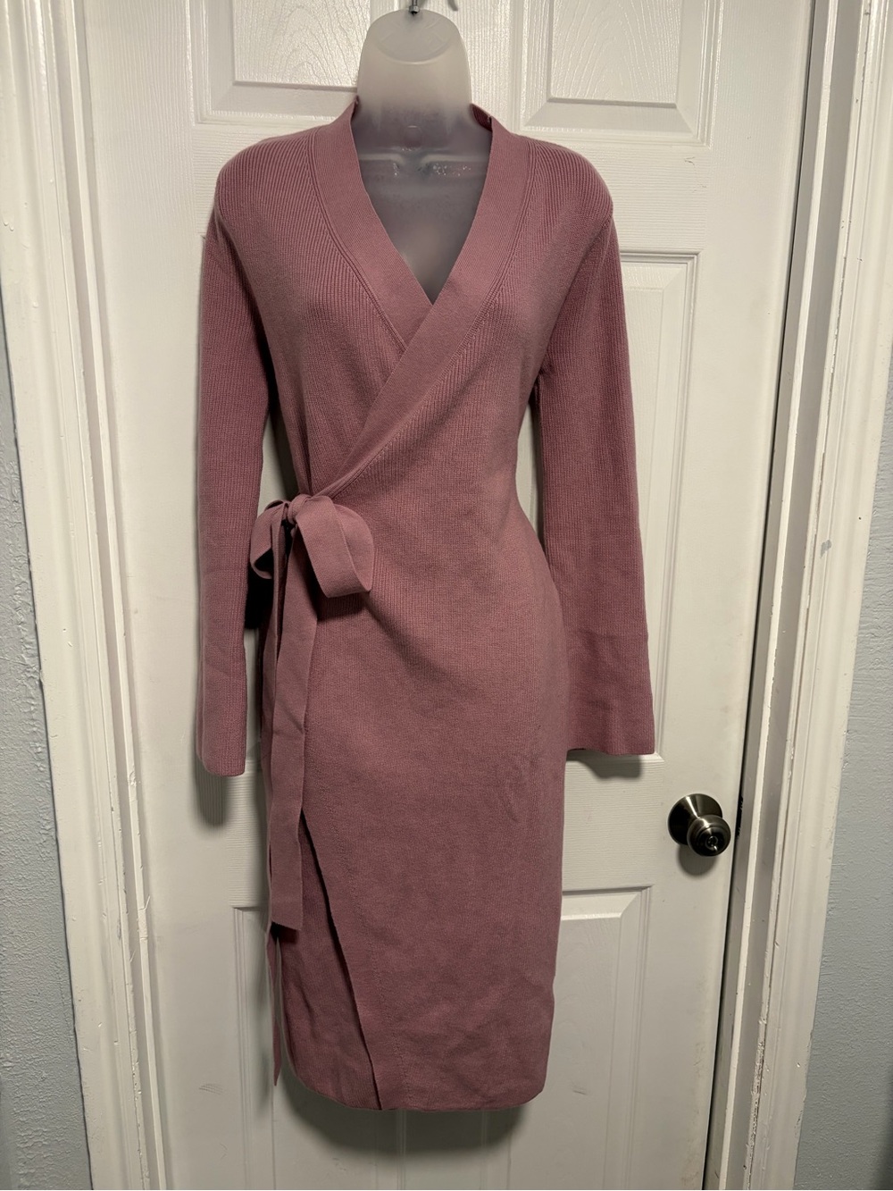 Banana Republic Mauve Pink Wrap Knit Midi Dress